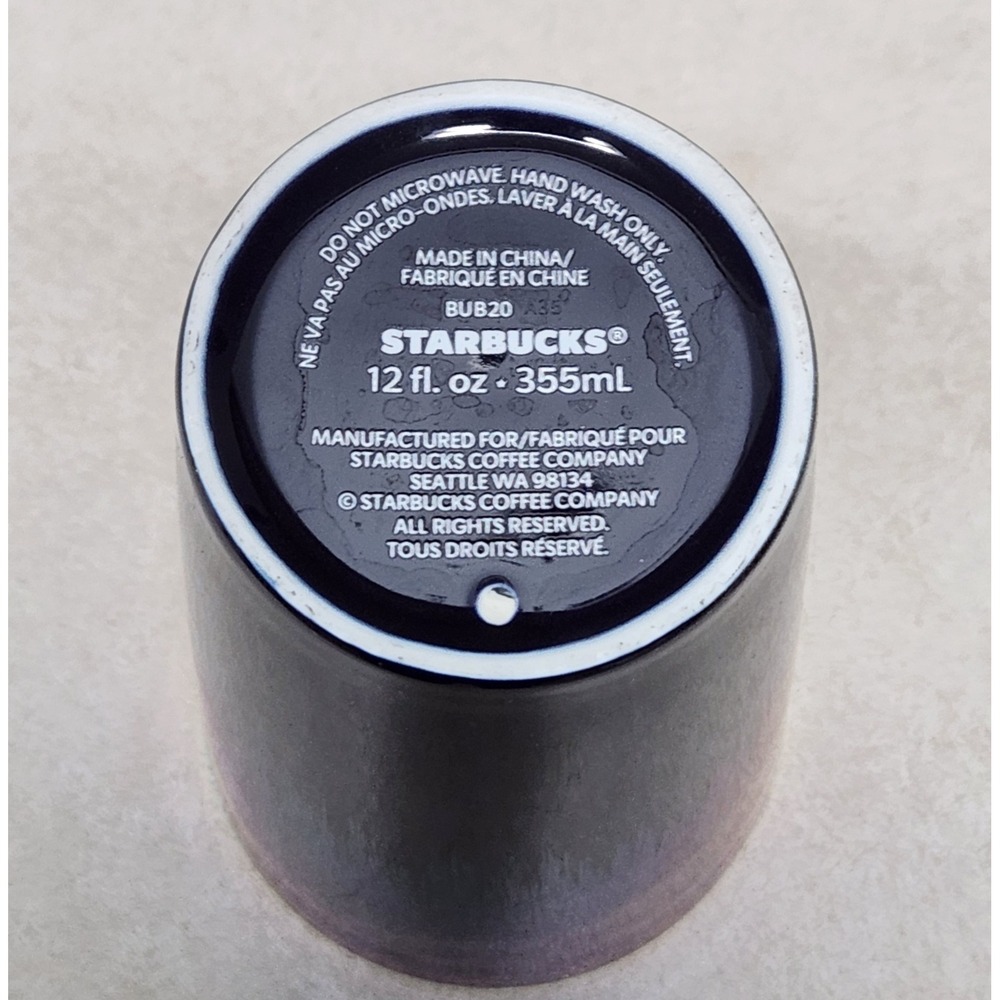 Starbucks Iridescent Oil Slick Ceramic Travel Tumbler Mug 12oz Red Lid BUB20 - Picture 3 of 5
